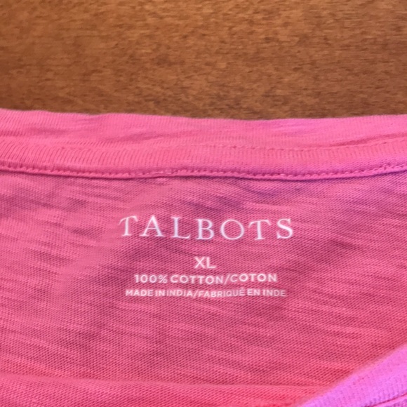 Talbots XL 100% Cotton Pink Short Sleeve Top w/Embroidery Design - Picture 3 of 8